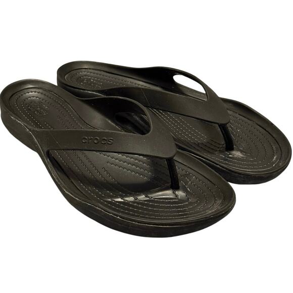 Crocs Swiftwater Flip Flops Thong Sandals - Women's Size 9, Black 204974 - Picture 3 of 4